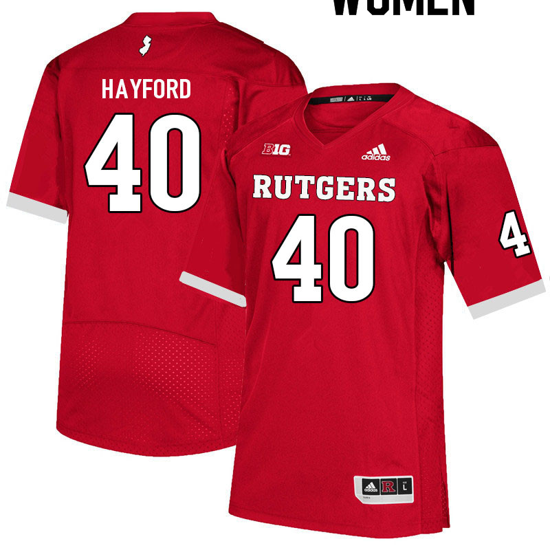Women #40 Joe Hayford Rutgers Scarlet Knights College Football Jerseys Sale-Scarlet - Click Image to Close